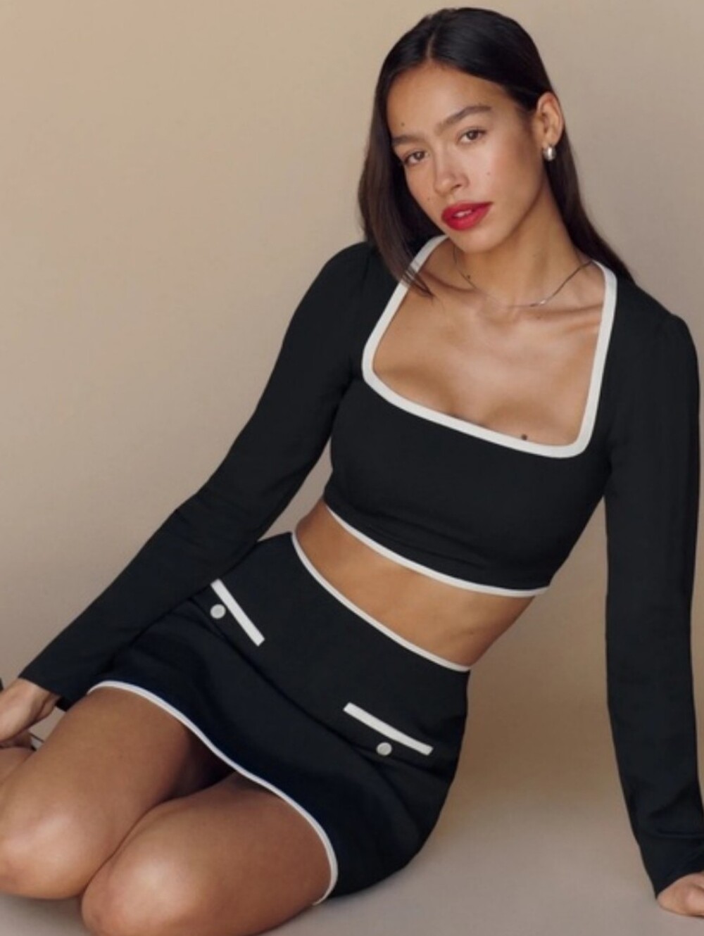 Reformation Crop Top with White Trim Size 0